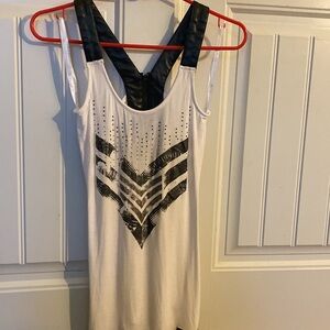 Sean John Racerback Top with Faux Leather Straps Size S